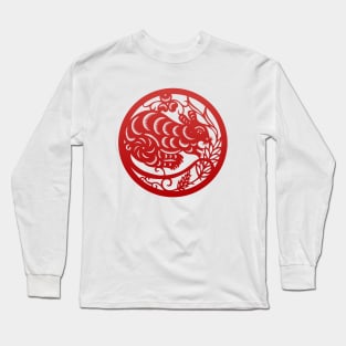 Chinese Zodiac Mouse in Red Long Sleeve T-Shirt